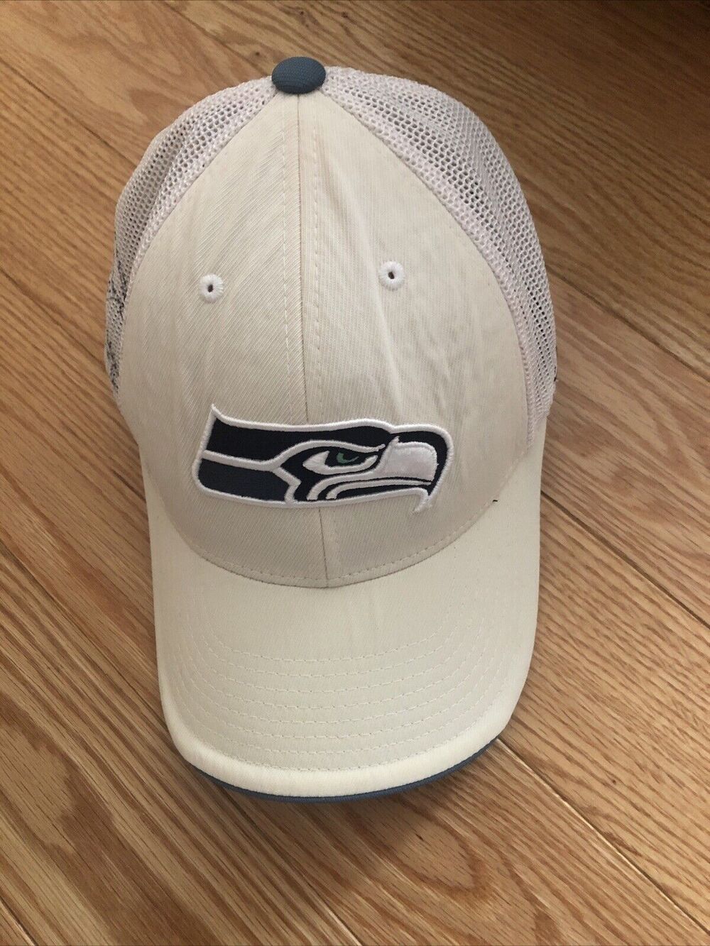 Seattle Seahawks NFL Reebok White Hat‎ Flex Fit Size Lg/Med